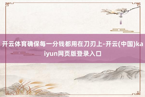 开云体育确保每一分钱都用在刀刃上-开云(中国)kaiyun网页版登录入口