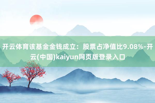 开云体育该基金金钱成立：股票占净值比9.08%-开云(中国)kaiyun网页版登录入口