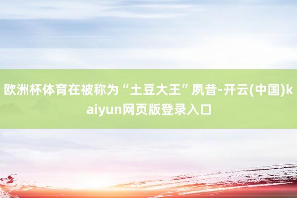 欧洲杯体育在被称为“土豆大王”夙昔-开云(中国)kaiyun网页版登录入口