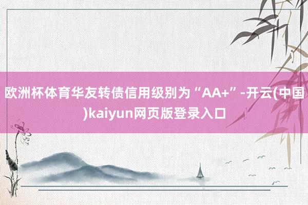 欧洲杯体育华友转债信用级别为“AA+”-开云(中国)kaiyun网页版登录入口