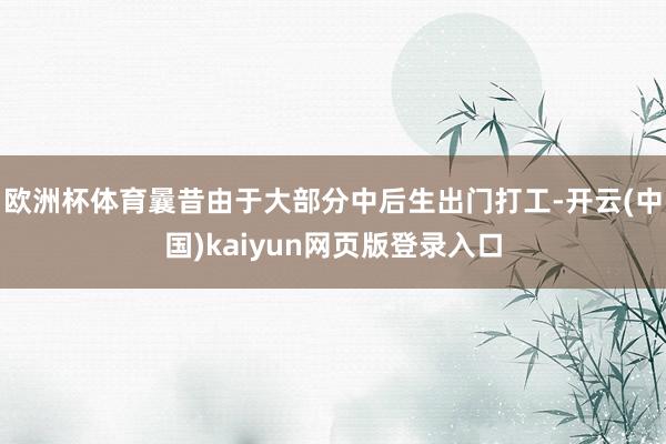 欧洲杯体育曩昔由于大部分中后生出门打工-开云(中国)kaiyun网页版登录入口