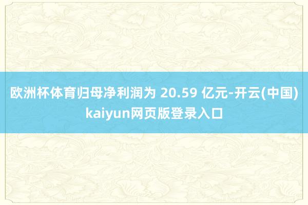 欧洲杯体育归母净利润为 20.59 亿元-开云(中国)kaiyun网页版登录入口